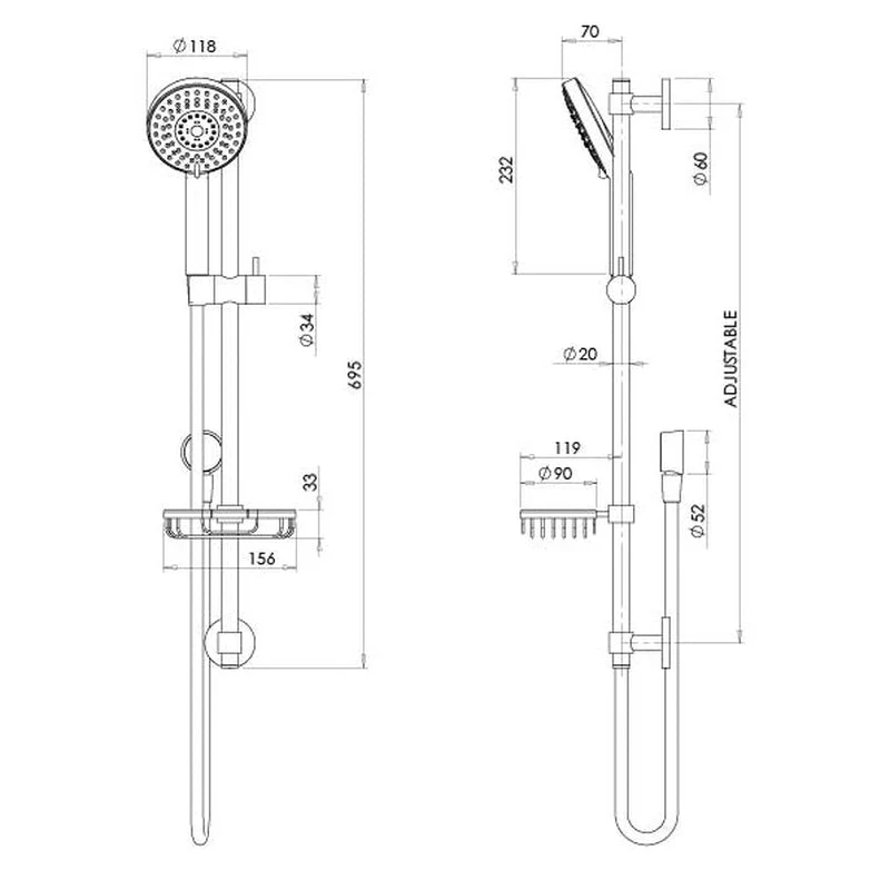 Phoenix Vivid Premium Rail Shower - Chrome - Image 2