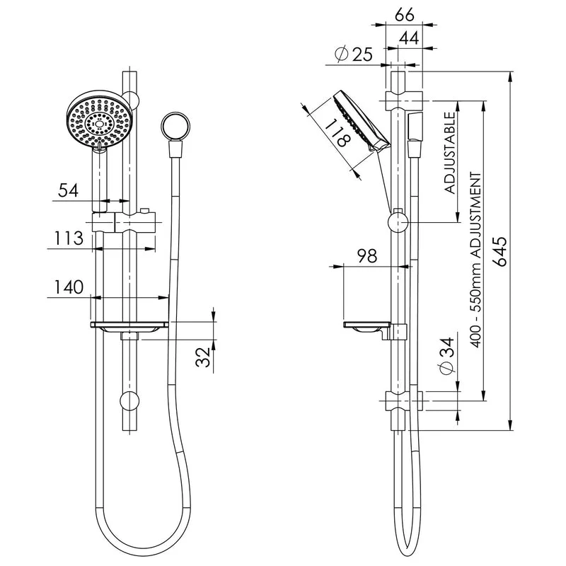 Phoenix Vivid Rail Shower - Brushed Gold - Image 2
