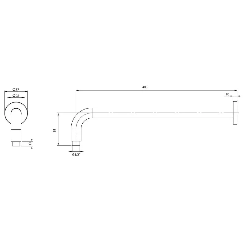 Phoenix Vivid Shower Arm 400mm Round - Black Matte - Image 2