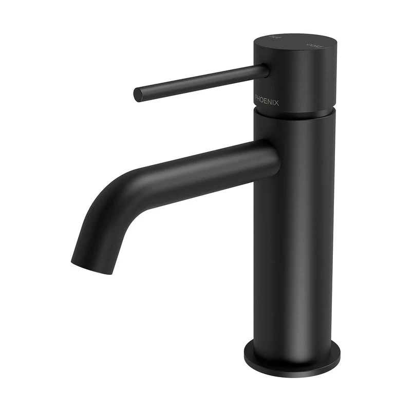 Phoenix Vivid Slimline Basin Mixer Curved Outlet - Black Matte