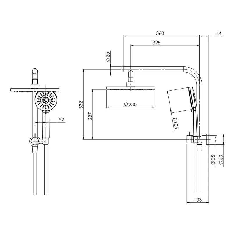 Phoenix Vivid Slimline Compact Twin Shower - Chrome - Image 2