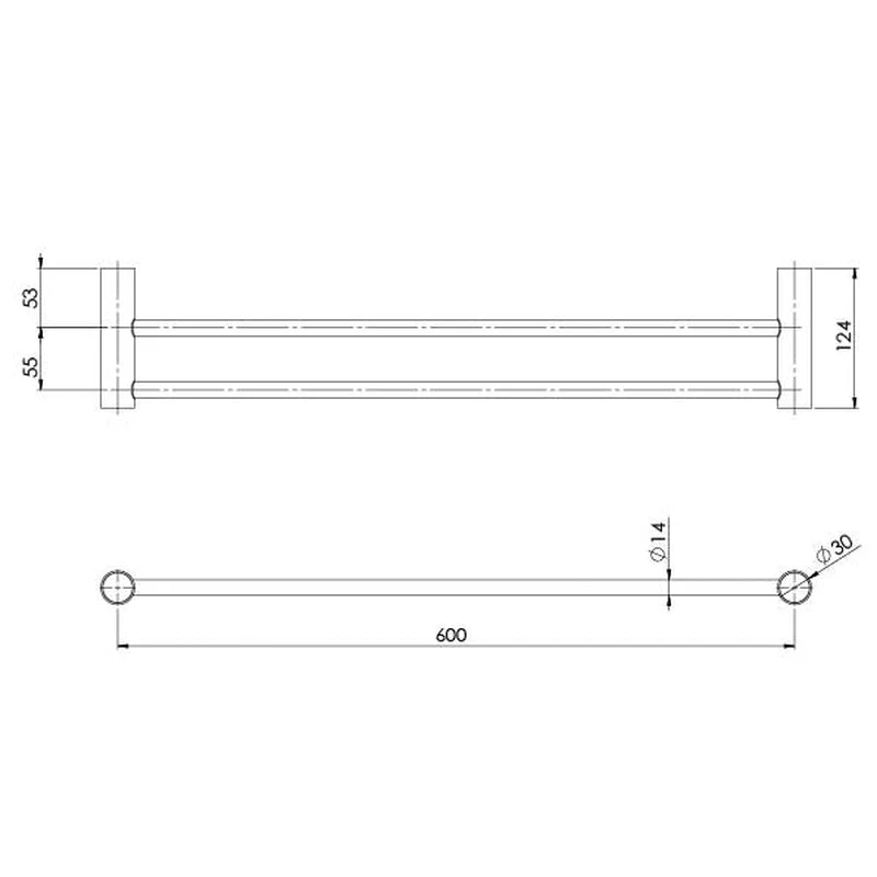 Phoenix Vivid Slimline Double Towel Rail 600mm - Chrome - Image 2