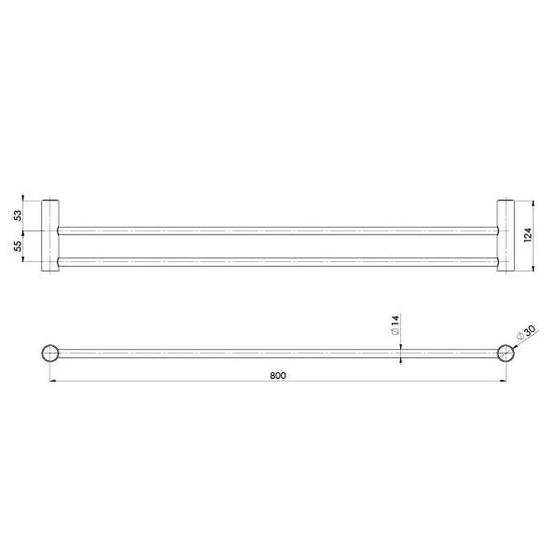 Phoenix Vivid Slimline Double Towel Rail 800mm - Black Matte - Image 2
