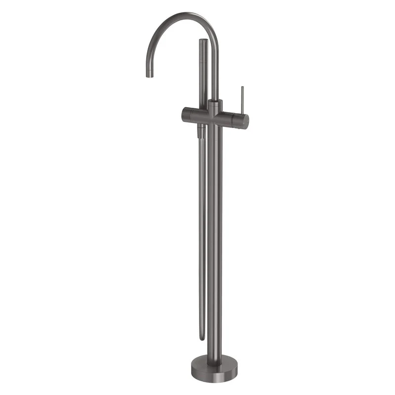 Phoenix Vivid Slimline Floor Mounted Bath Mixer with Hand Shower - Brushed Carbon