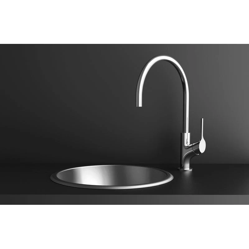 Phoenix Vivid Slimline Oval Sink Mixer 220mm Gooseneck - Brushed Nickel - Image 3