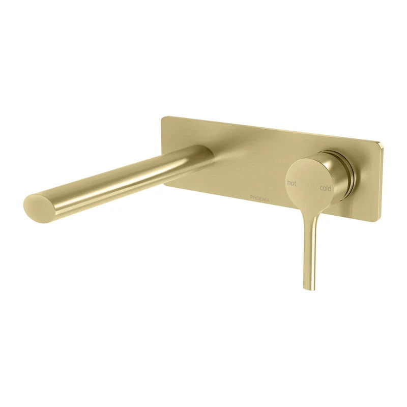 Phoenix Vivid Slimline Oval Wall Basin Mixer Set 175mm - Brushed Gold