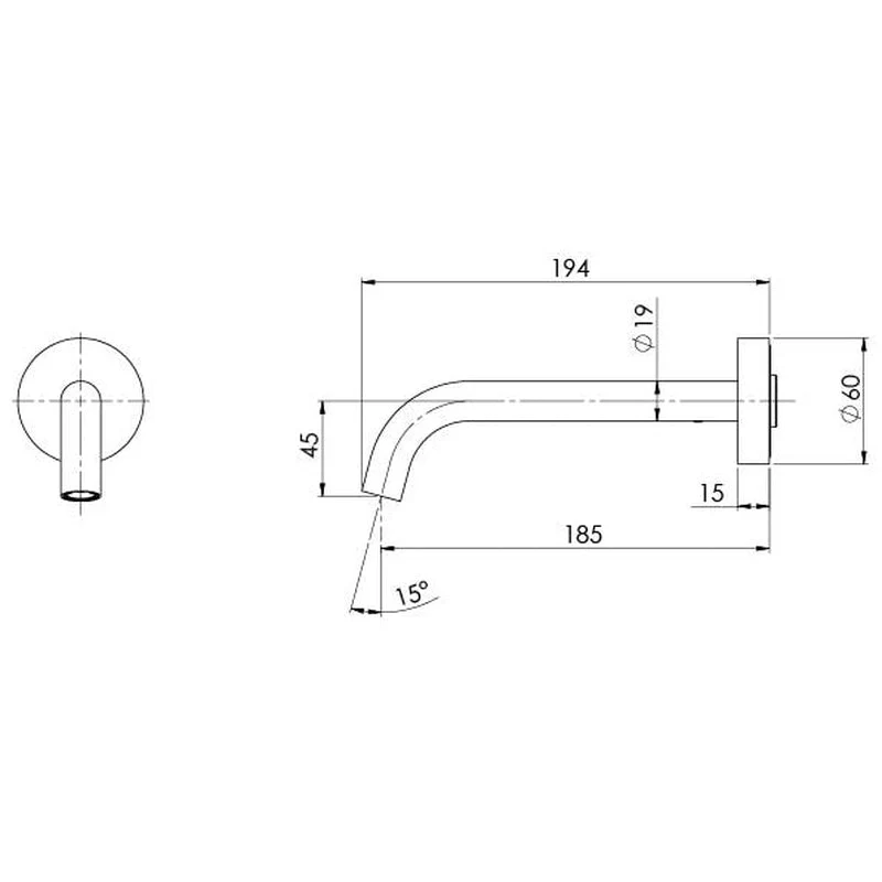Phoenix Vivid Slimline Plus Wall Basin / Bath Outlet 180mm - Brushed Gold - Image 2