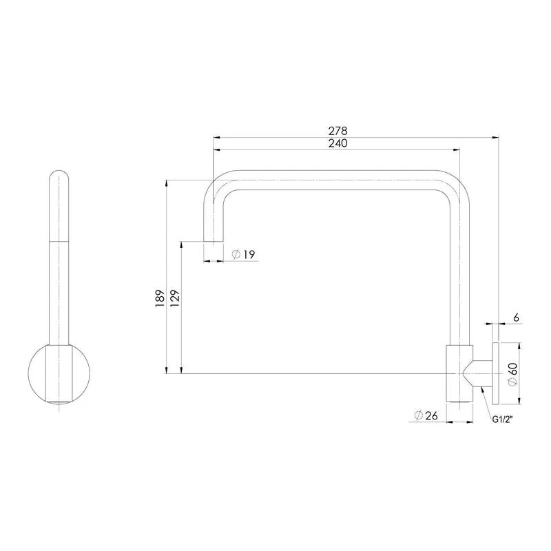 Phoenix Vivid Slimline Plus Wall Sink Outlet 240mm Squareline - Chrome - Image 2
