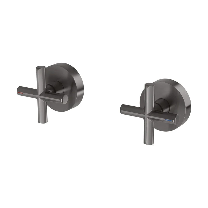 Phoenix Vivid Slimline Plus Wall Top Assemblies 15mm Extended Spindles - Brushed Carbon