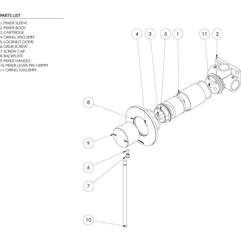 Phoenix Vivid Slimline Shower/Wall Mixer with Extended Lever - Brushed Gold - Image 3