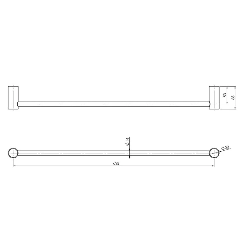 Phoenix Vivid Slimline Single Towel Rail 600mm - Black Matte - Image 2
