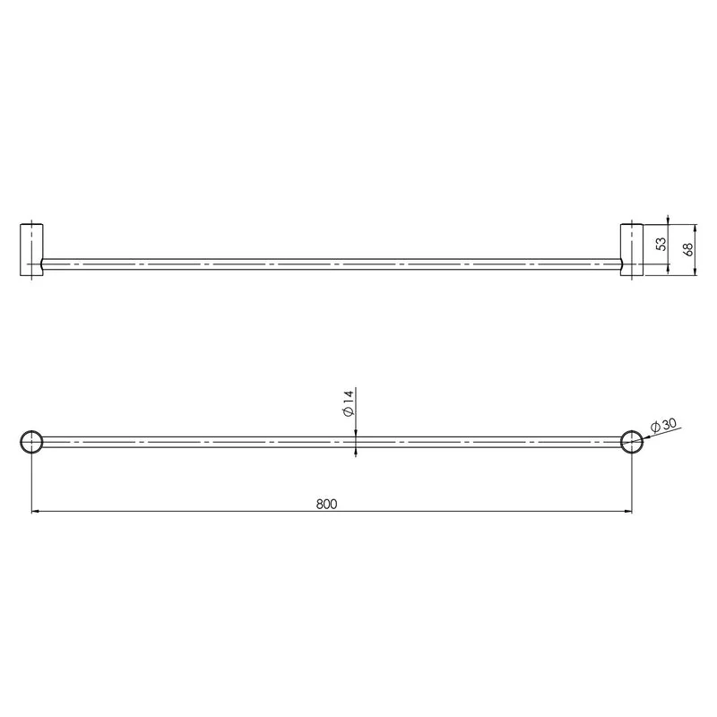 Phoenix Vivid Slimline Single Towel Rail 800mm - Chrome - Image 2