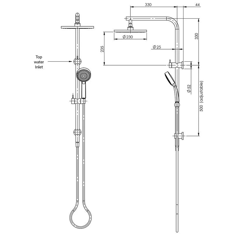 Phoenix Vivid Slimline Twin Shower - Black Matte - Image 2