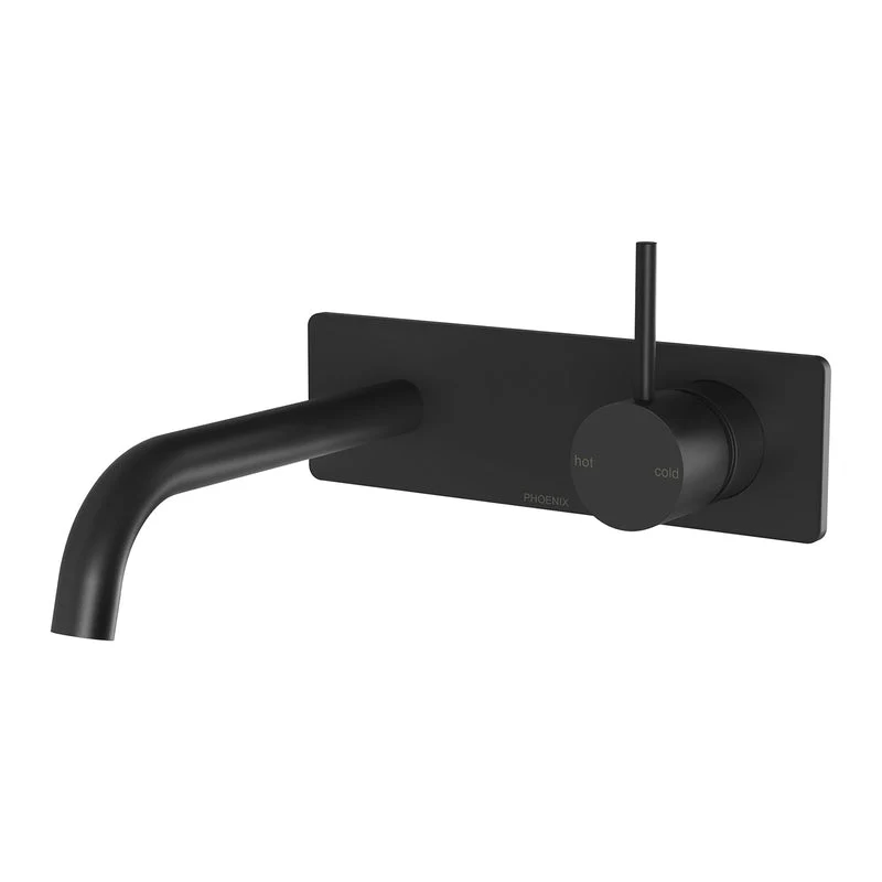 Phoenix Vivid Slimline Up Basin / Bath Wall Mixer Set - Black Matte