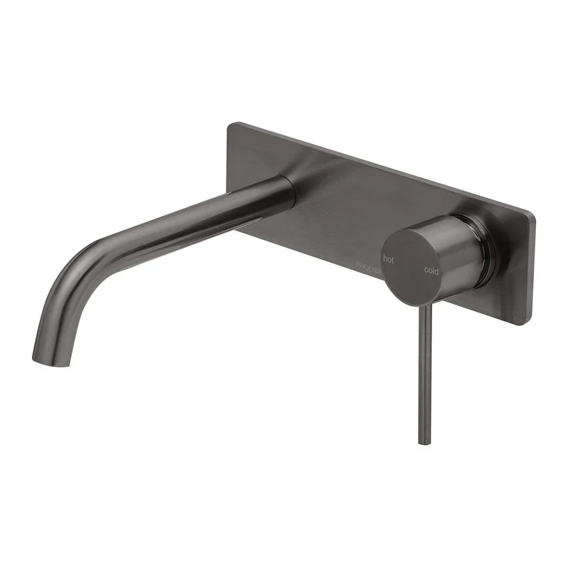 Phoenix Vivid Slimline Wall Basin Mixer Set 180mm Curved - Brushed Carbon