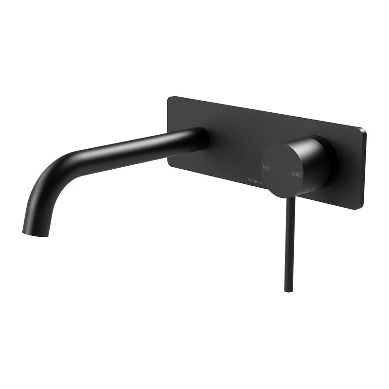 Phoenix Vivid Slimline Wall Basin Mixer Set 180mm Curved - Black Matte