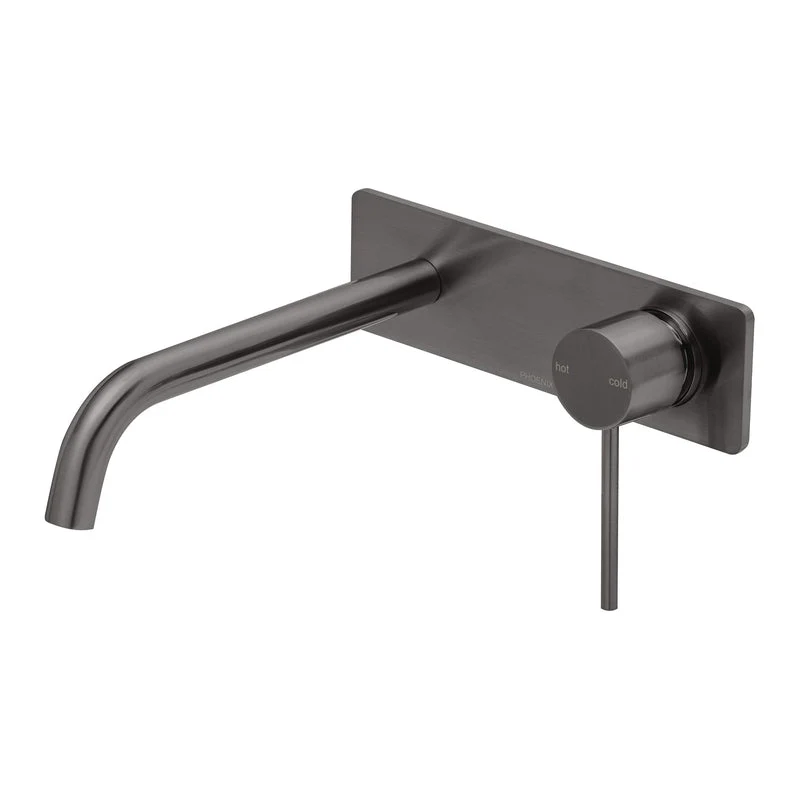 Phoenix Vivid Slimline Wall Basin Mixer Set 230mm Curved - Brushed Carbon
