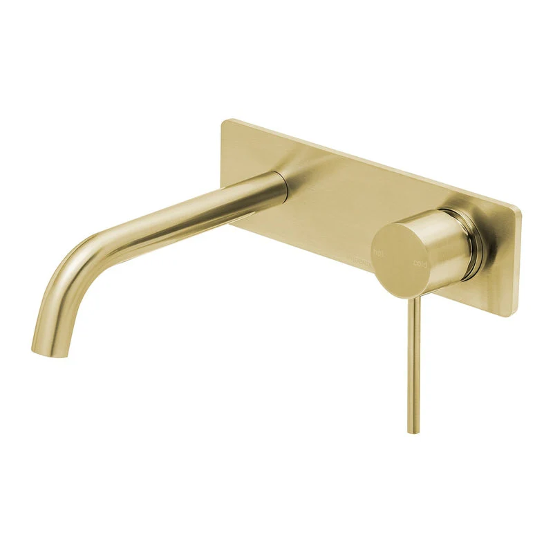 Phoenix Vivid Slimline Wall Bath Mixer Set 180mm Curved - Brushed Gold