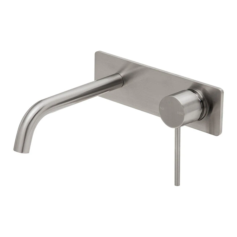 Phoenix Vivid Slimline Wall Bath Mixer Set 180mm Curved - Brushed Nickel