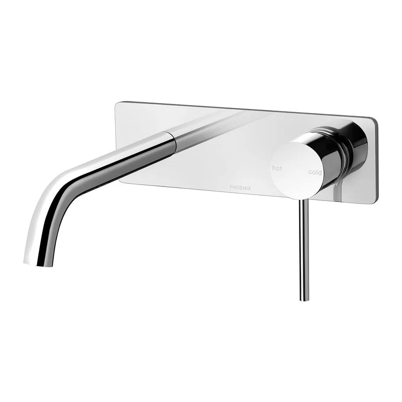 Phoenix Vivid Slimline Wall Bath Mixer Set 180mm Curved - Chrome