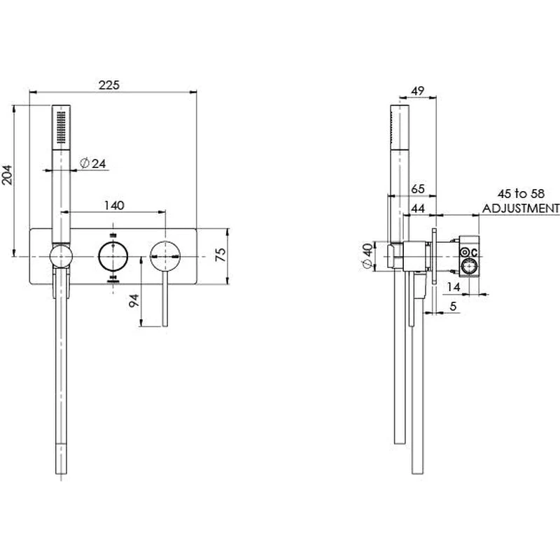 Phoenix Vivid Slimline Wall Shower System - Chrome - Image 2