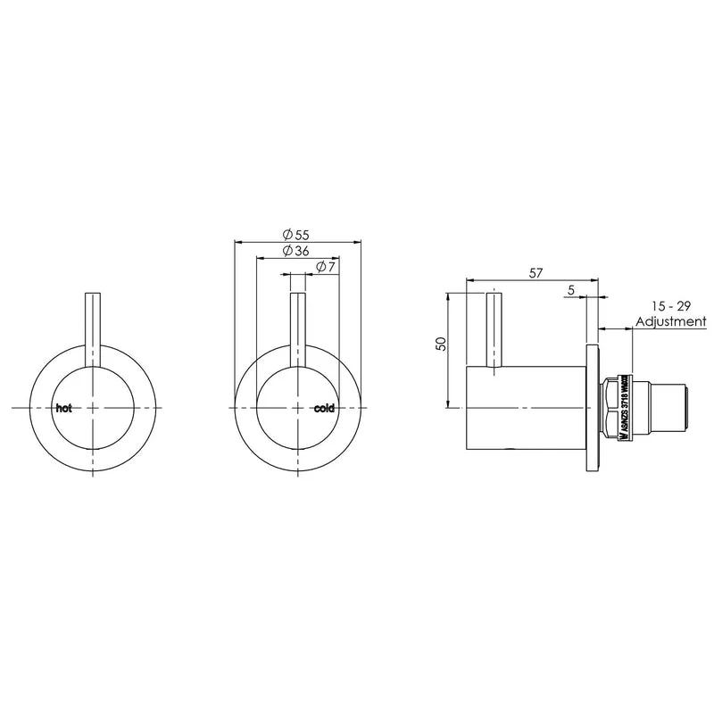 Phoenix Vivid Slimline Wall Top Assemblies 15mm Extended Spindles - Brushed Carbon - Image 2