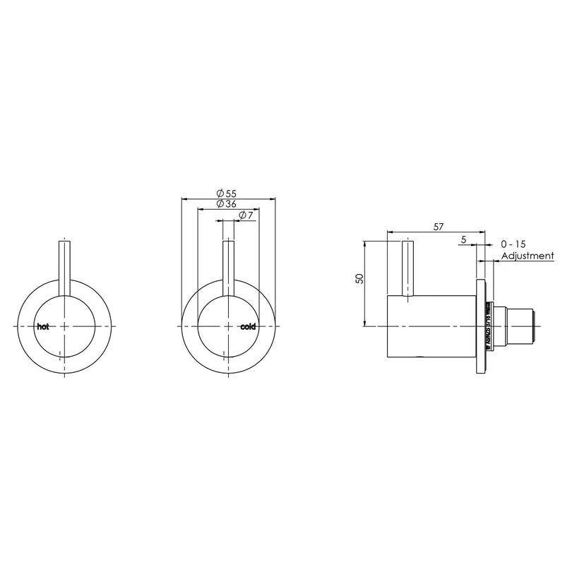 Phoenix Vivid Slimline Wall Top Assemblies - Brushed Nickel - Image 2