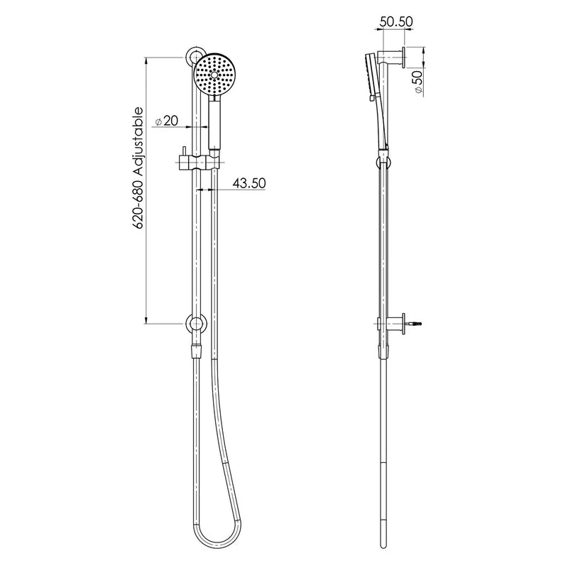 Phoenix Vivid Slimline Water Through Rail Hand Shower - Chrome - Image 2