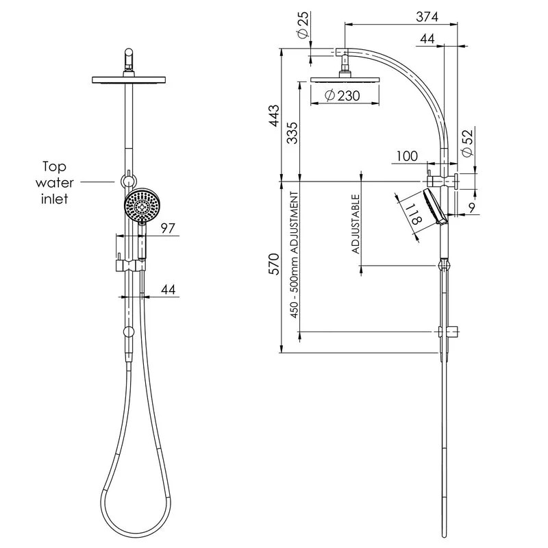 Phoenix Vivid Twin Shower - Brushed Nickel - Image 2