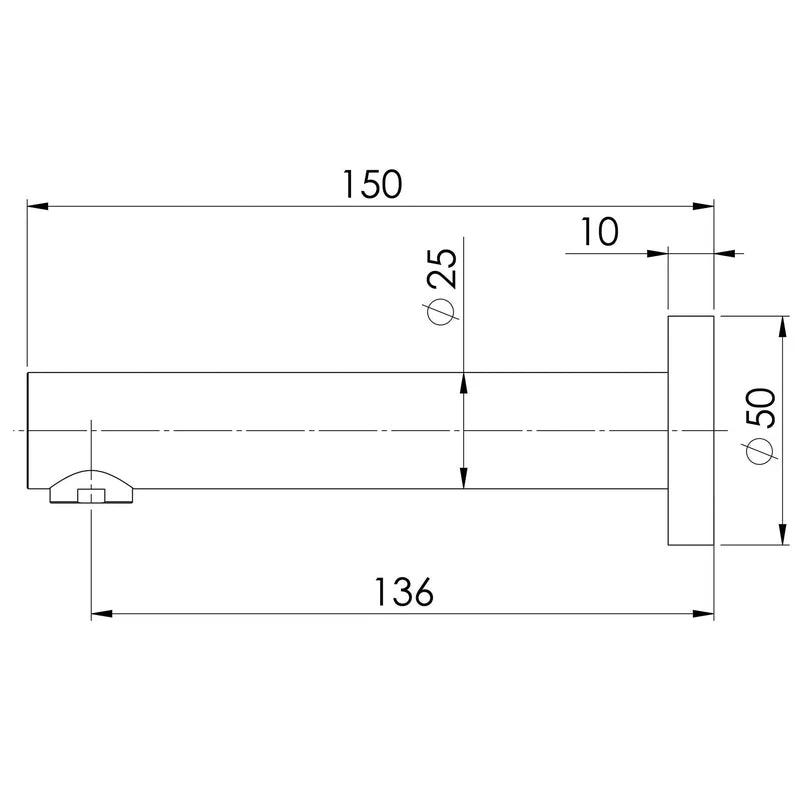 Phoenix Vivid Wall Bath Outlet 150mm - Chrome - Image 2