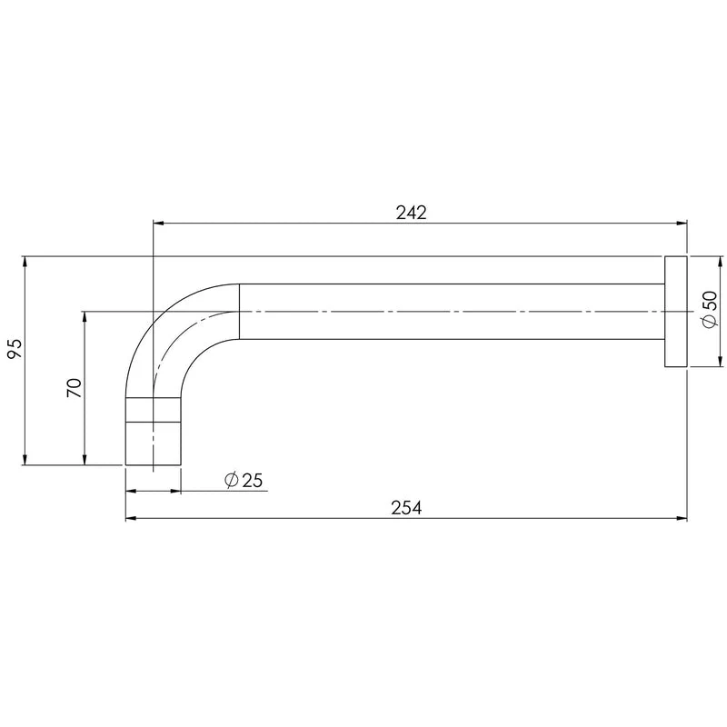 Phoenix Vivid Wall Bath Outlet 250mm Curved - Chrome - Image 2