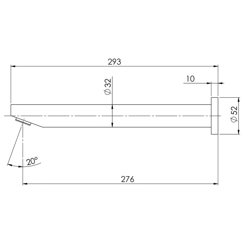 Phoenix Vivid Wall Bath Outlet 32 x 300mm Angled - Chrome - Image 2