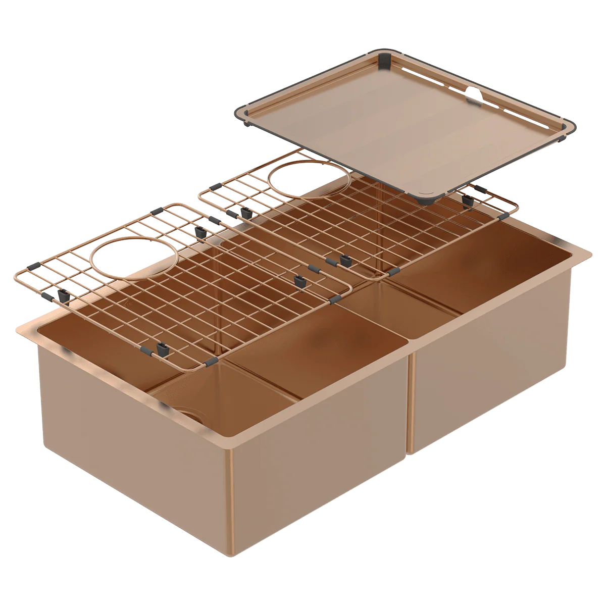 Abey Piazza Double Square Bowl Sink - Artisan Copper