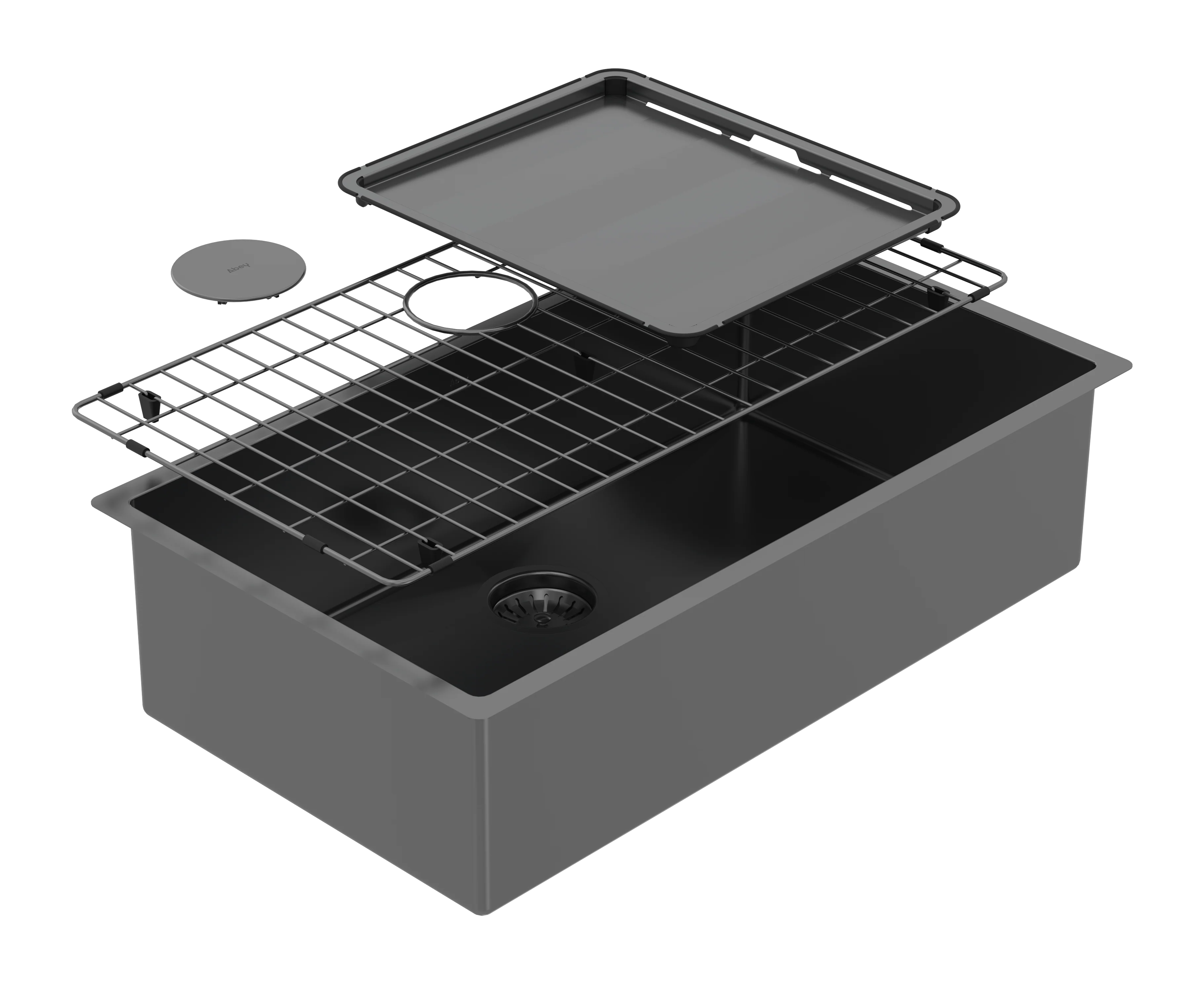 Abey Piazza Large Single Bowl Sink - Black Pearl