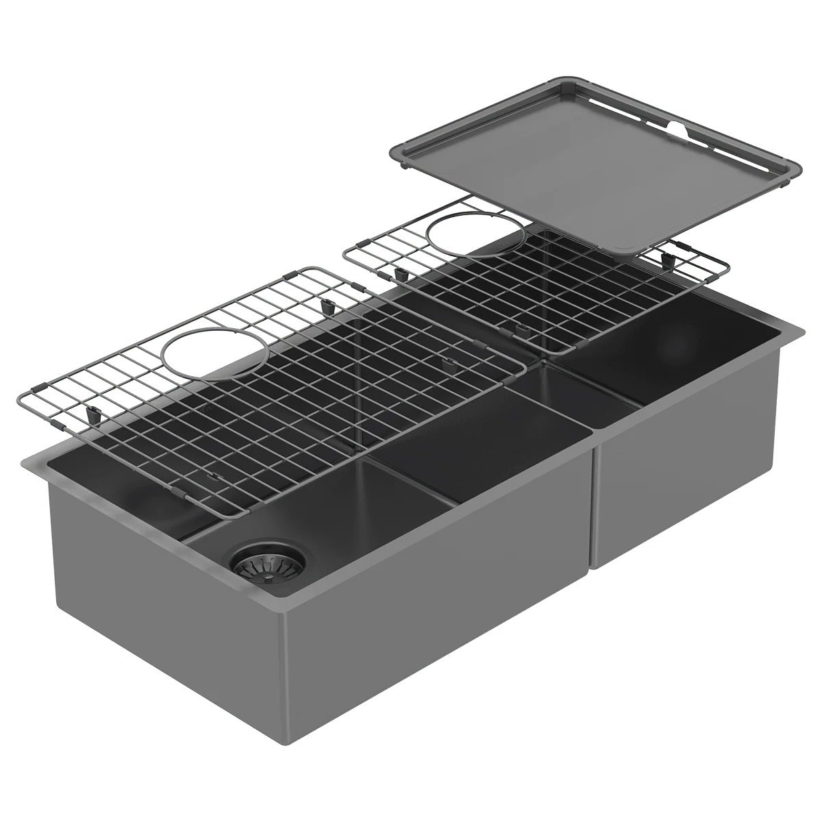 Abey Piazza One & 3/4 Square Bowl Sink - Black Pearl
