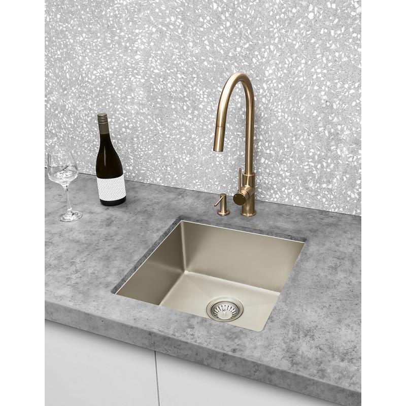 Meir Round Piccola Pull Out Kitchen Sink Mixer Tap - Champagne - Image 3