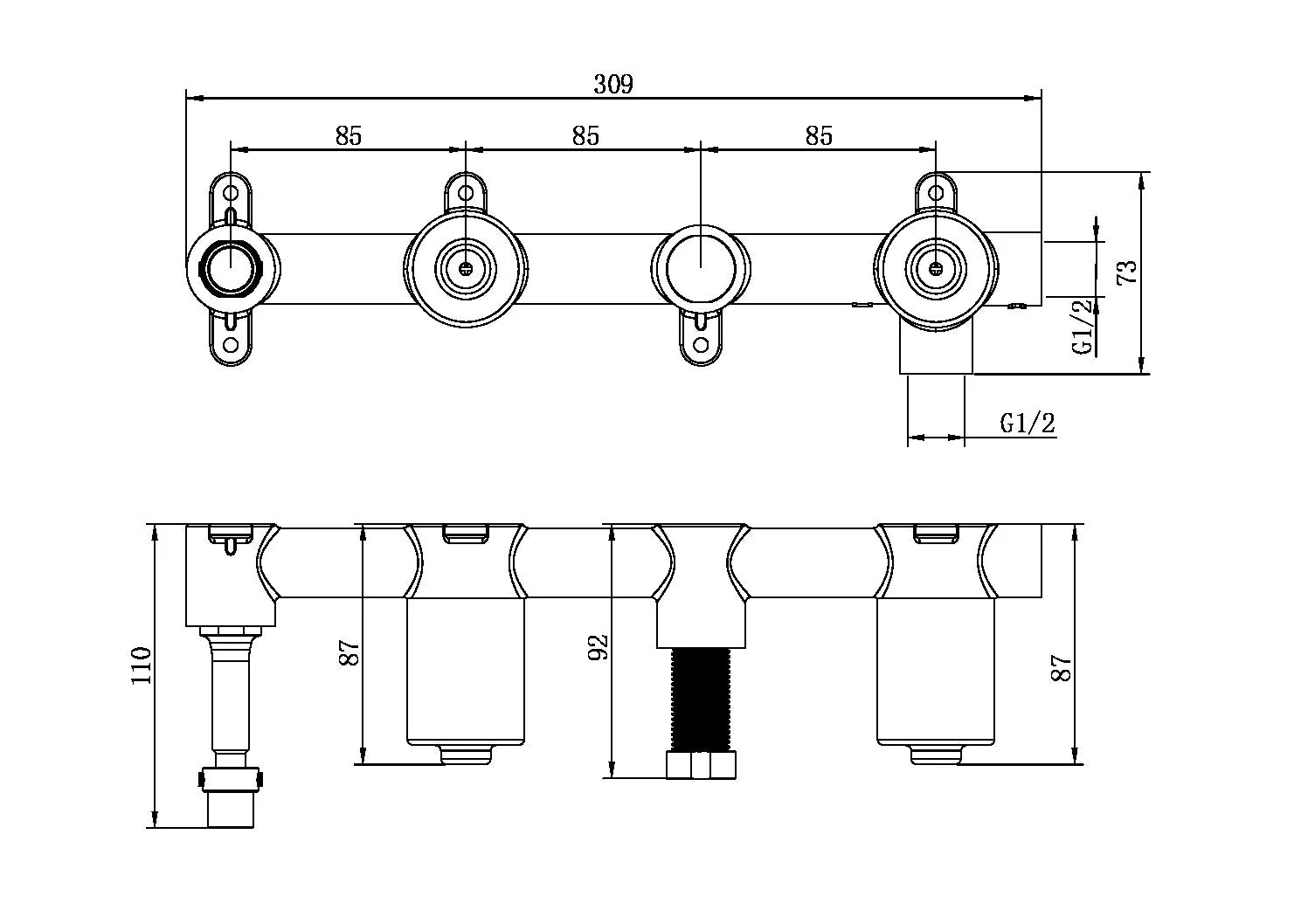 Nero Premium Universal Progressive Shower System With Spout Body Only - Image 2