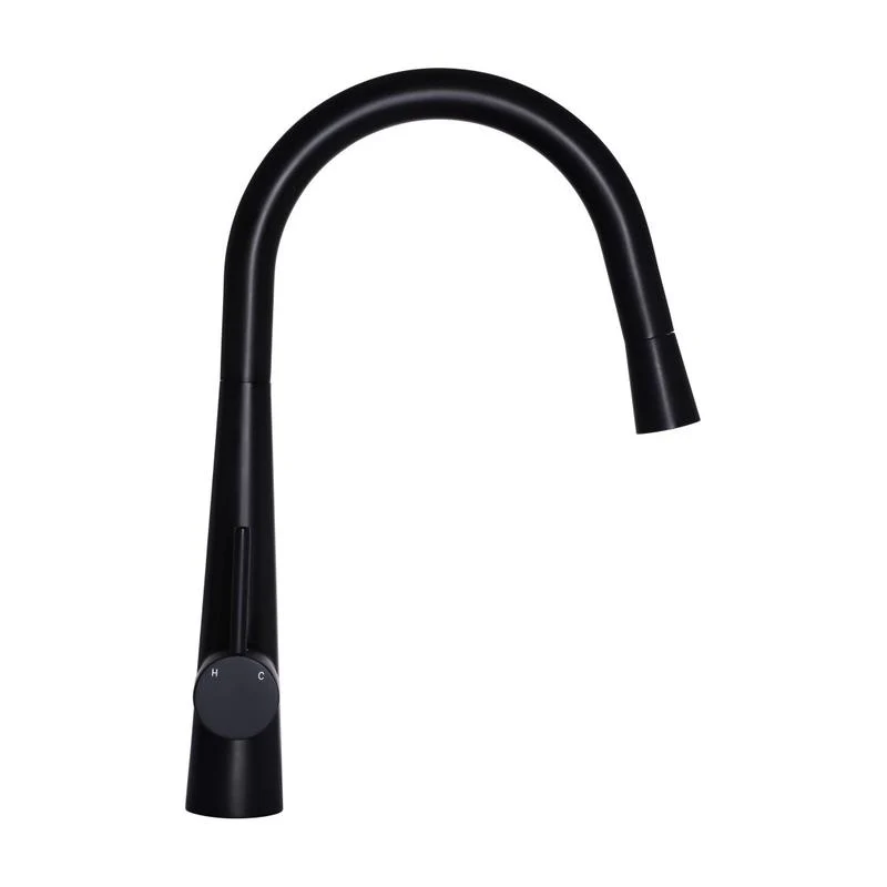 Meir Round Pull Out Kitchen Sink Mixer Tap - Black Matte - Image 3