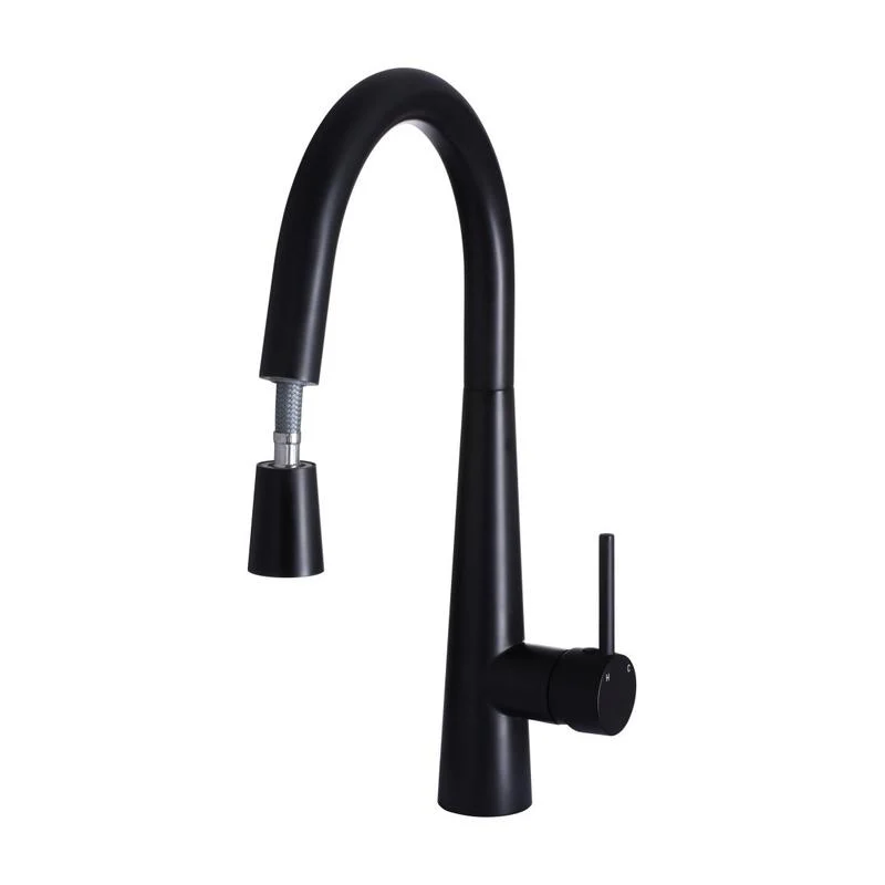 Meir Round Pull Out Kitchen Sink Mixer Tap - Black Matte - Image 4