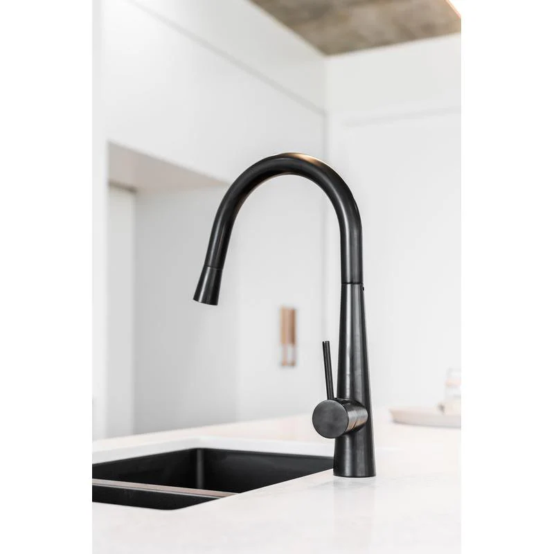Meir Round Pull Out Kitchen Sink Mixer Tap - Black Matte - Image 8