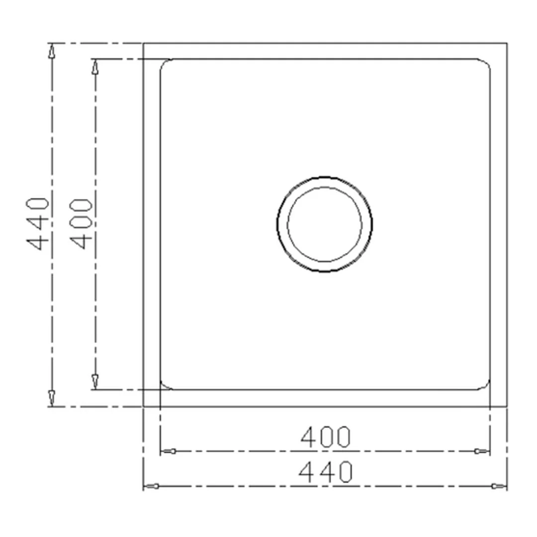 Linsol Quadra 440mm Single Bowl Sink - Brushed Stainless - Image 2