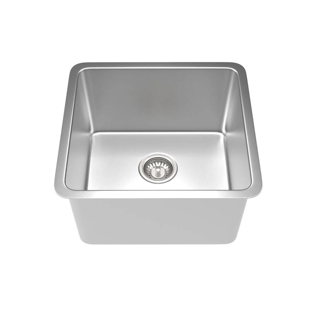 Linsol Quadra 470mm Single Bowl Sink - Brushed Stainless