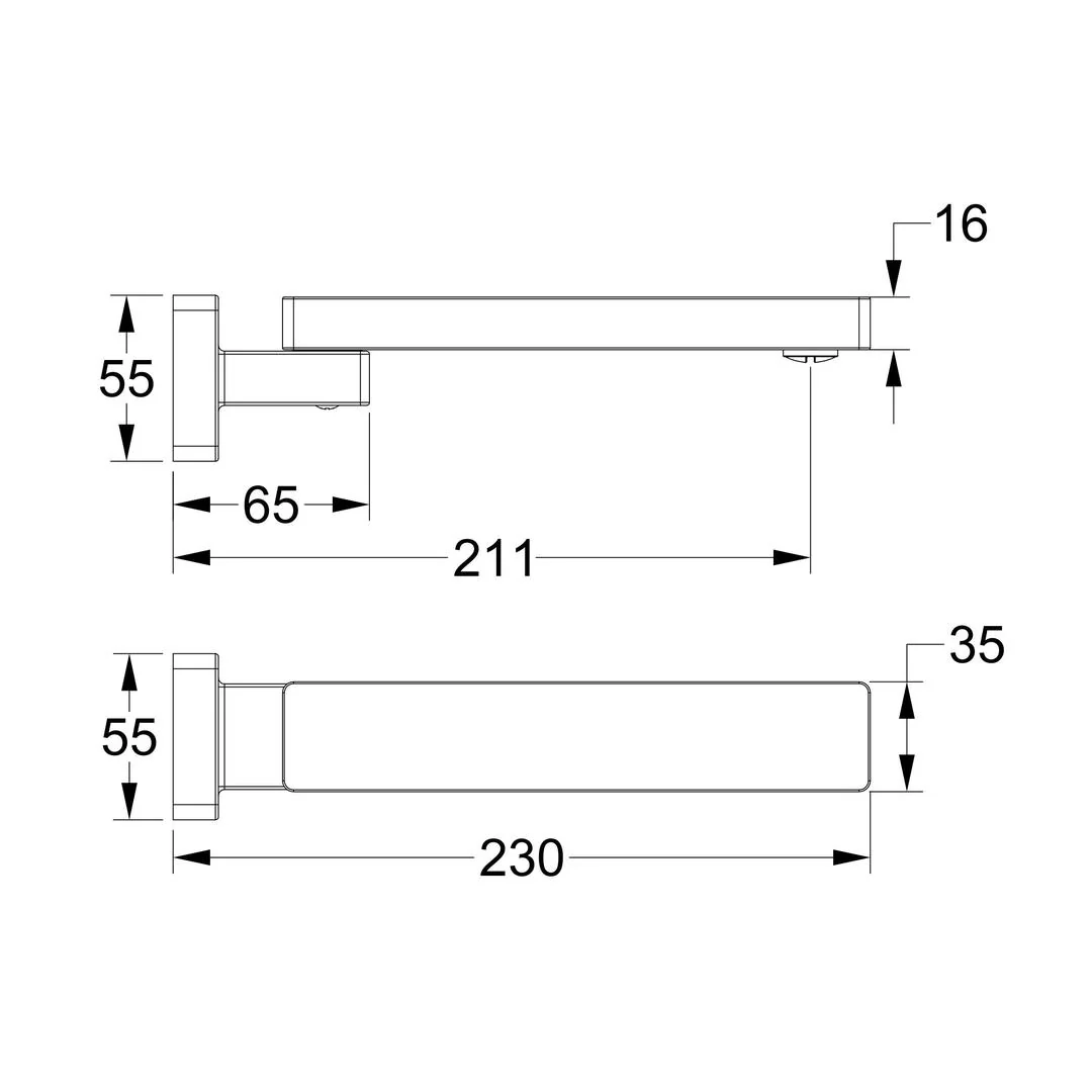 Linsol Quadra Swivel Wall Bath Spout - Chrome - Image 3