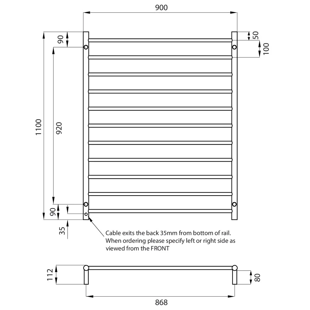 Radiant Heated Round Ladder 900 x 1100mm - Mirror Polished - Image 3