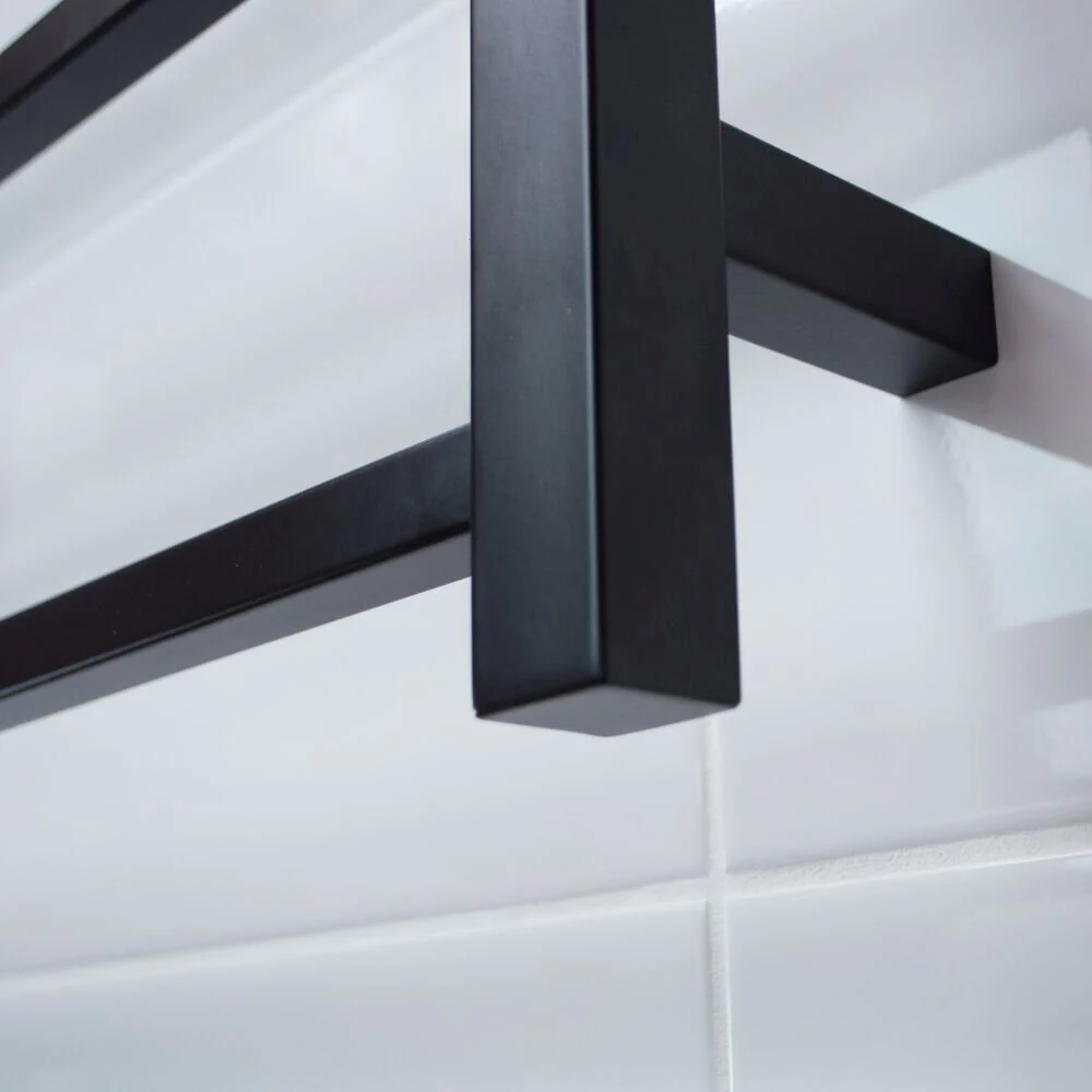 Radiant Heated Square Ladder 800 x 1000mm - Matt Black - Image 2