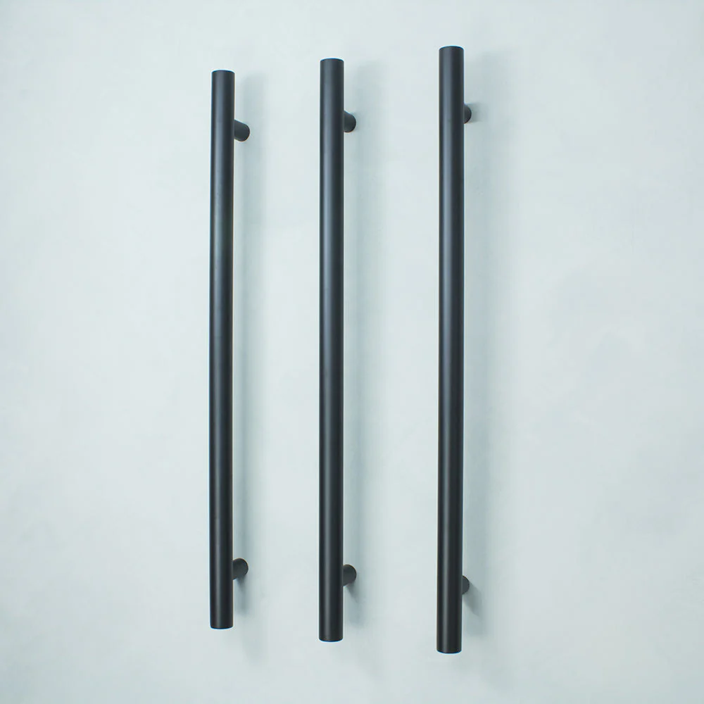 Radiant Vertical Single Towel Rail 40 x 950mm - Matt Black - Image 2