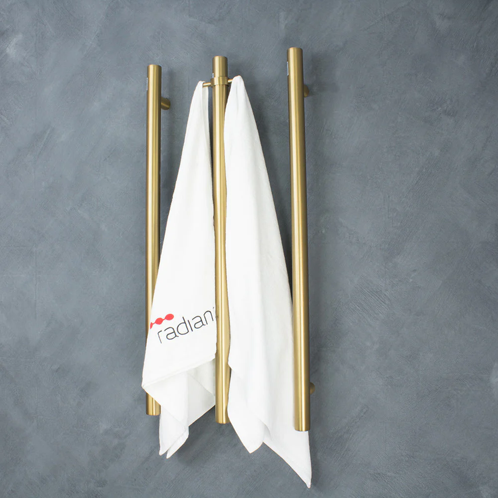 Radiant Vertical Single Towel Rail 40 x 950mm - Brushed Gold - Image 3