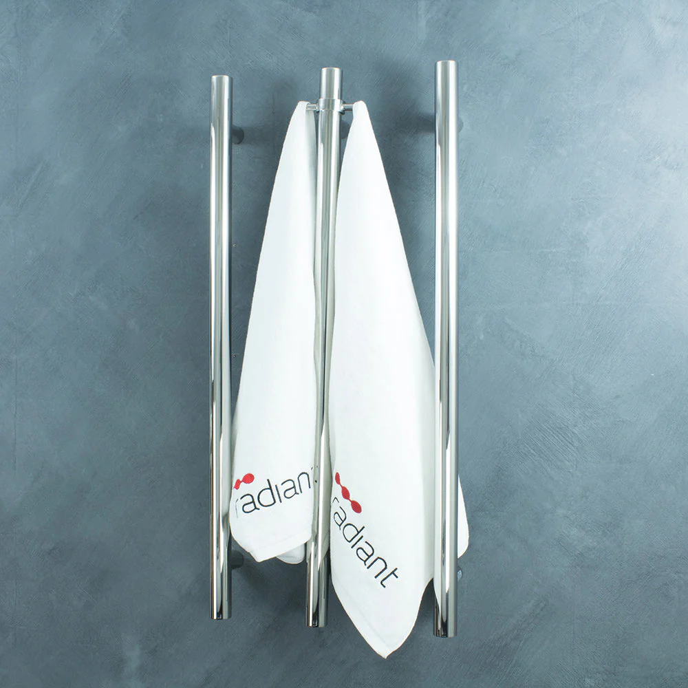 Radiant Vertical Towel Rail 40 x 950mm - Mirror Polished - Image 2