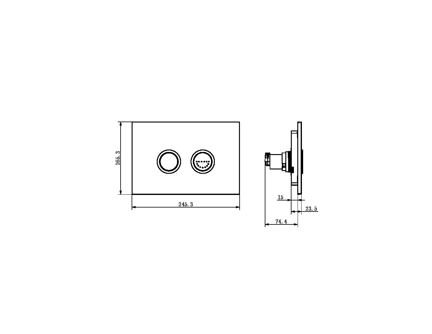 Nero Raised Disabled Care Pneumatic Flush Buttons Plate DDA Compliant - Brushed Bronze - Image 2