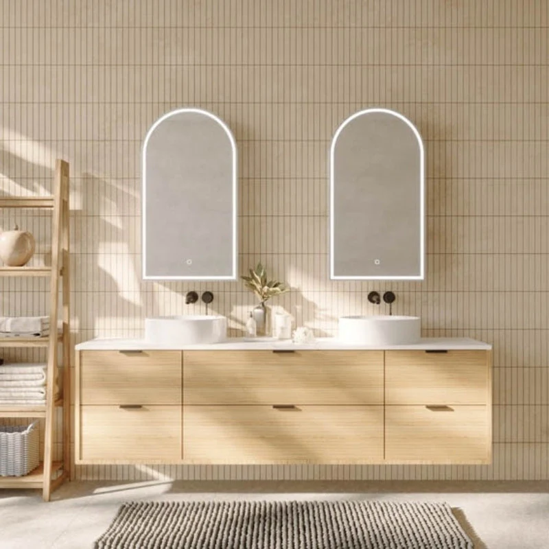 Remer Blanca 500mm Arch Shaving Cabinet with LED Light & Demister - Image 4